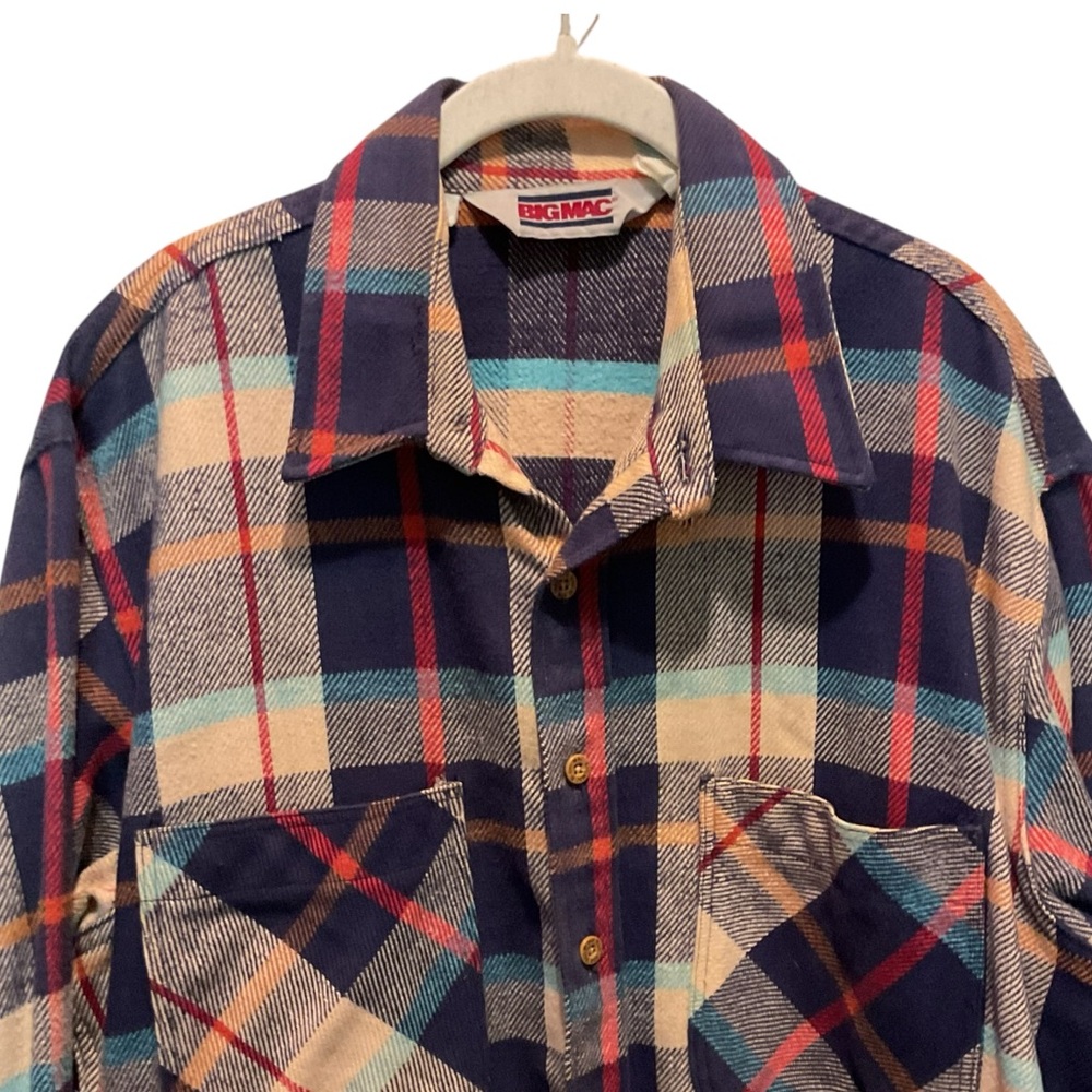 BIG MAC DISTRESSED Vintage 80’ Heavy Flannel Mens Shirt - Picture 3 of 13